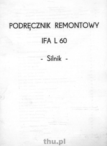 Instrukcja naprawy silnika L - 60, 6 - VD - 13,5/12 - SRF  WWW.THU.PL